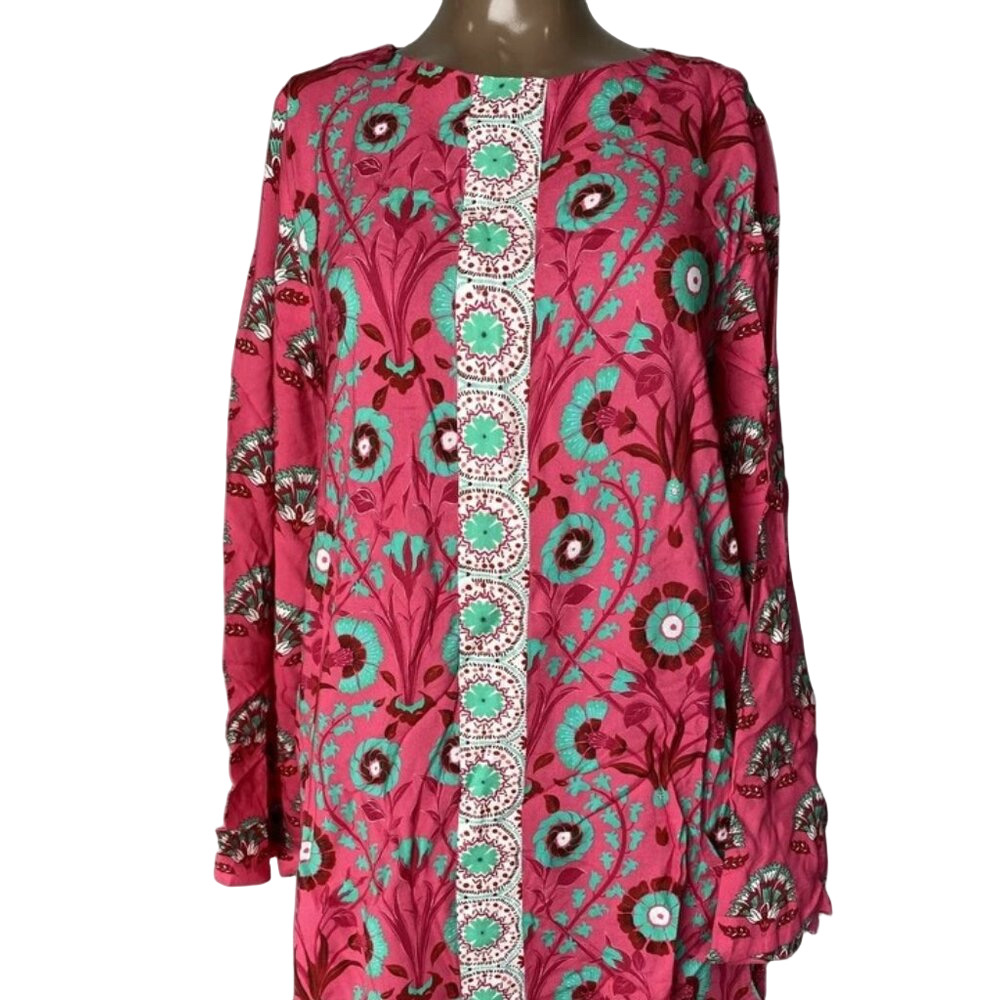 NEW GARRIE B. Women's Floral Mini Dress Pink Size XL Long Sleeve - NWT